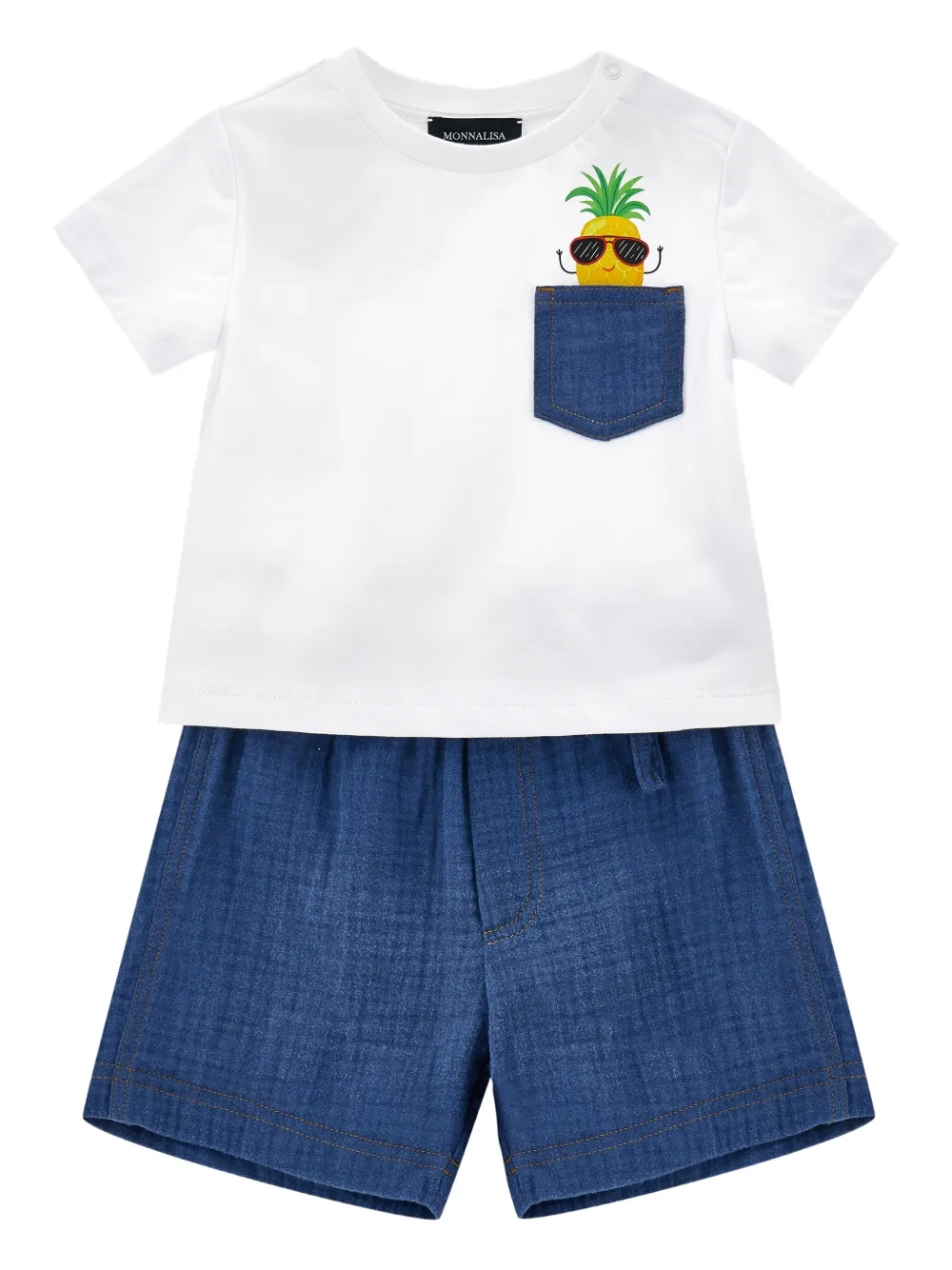Monnalisa pineapple pocket shorts set - Blue