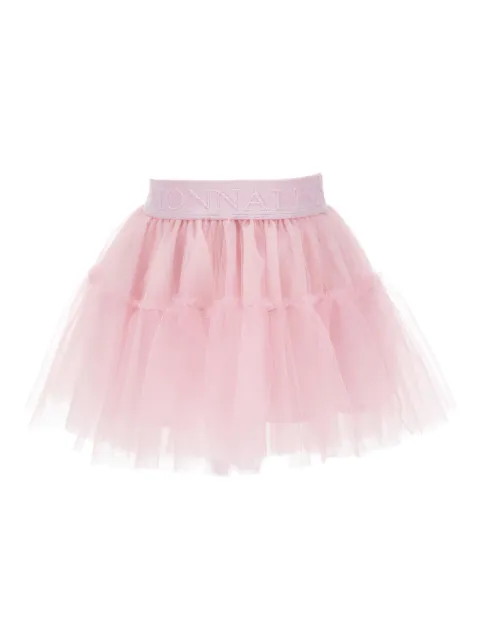 Monnalisa ruffled logo-waistband skirt
