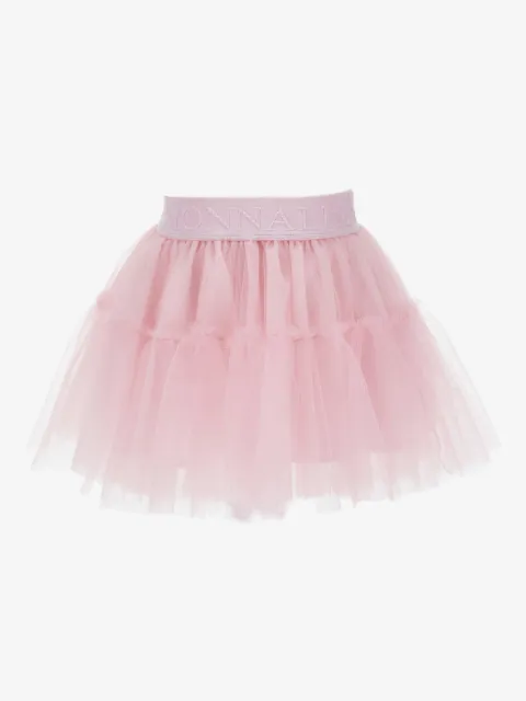 Monnalisa ruffled logo-waistband skirt