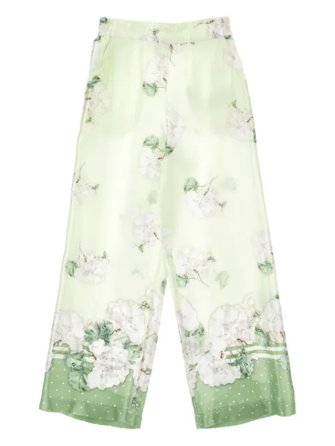 Monnalisa floral-motif polka-dot trousers