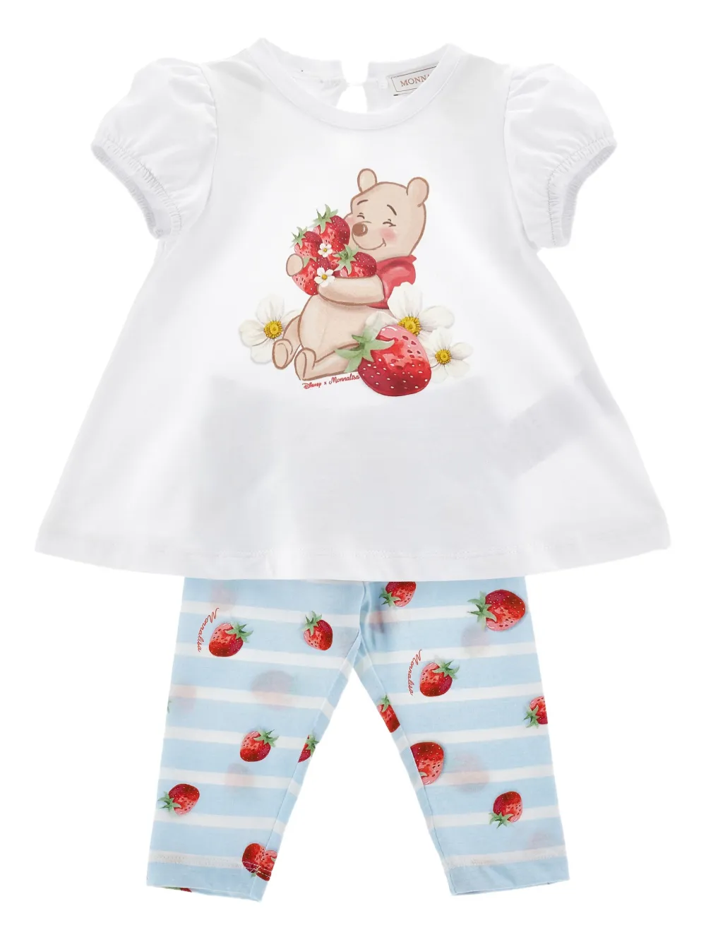 Monnalisa Set top e pantaloni con stampa fragole - Bianco