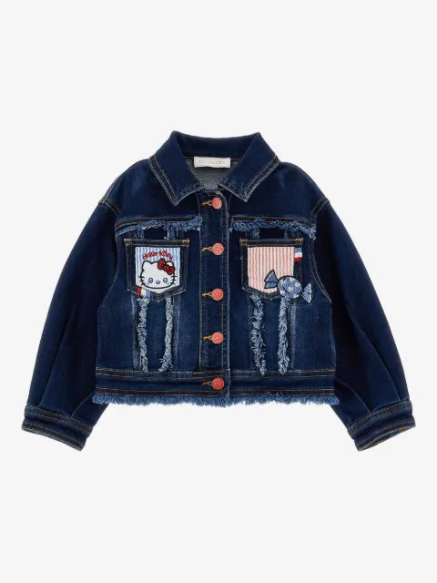 Monnalisa x Hello Kitty detail-appliqué frayed jacket