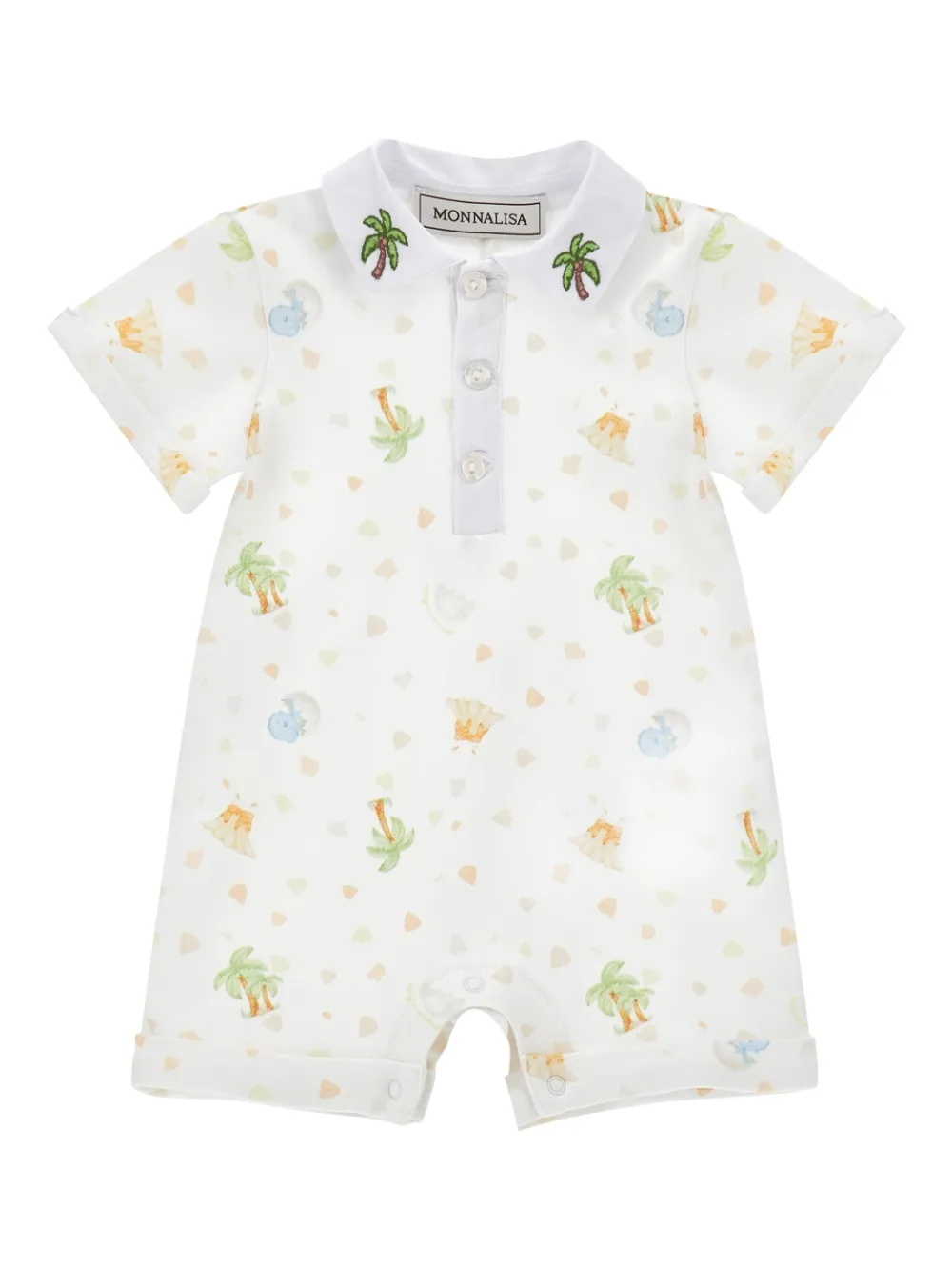 Monnalisa Embroidered Collared Babywear - Bianco