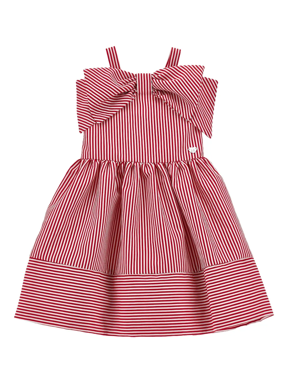 Monnalisa striped bow dress - Red