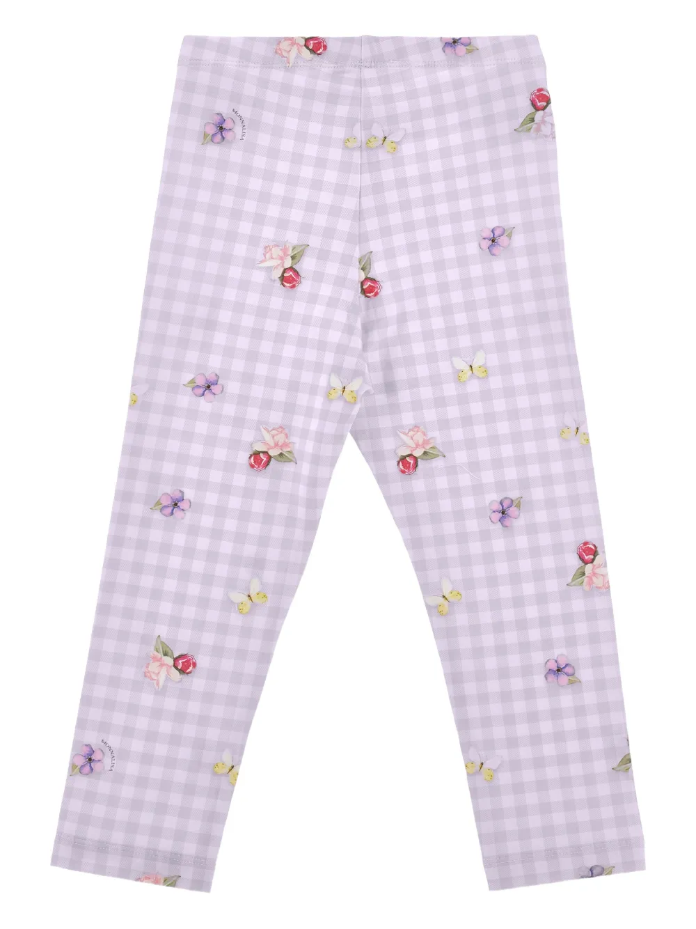 Monnalisa Legging met gingham ruit en bloemen Wit