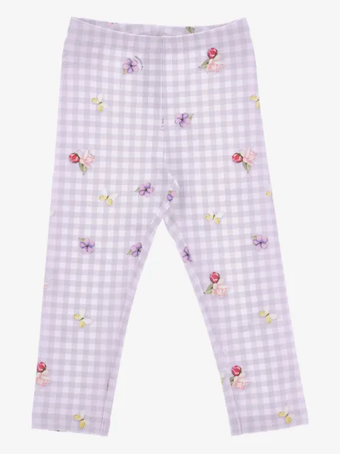 Monnalisa gingham-pattern floral leggins
