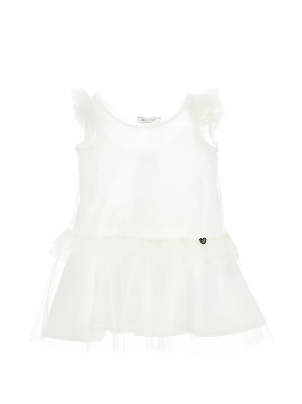 Monnalisa ruffled sleeveless dress - Bianco