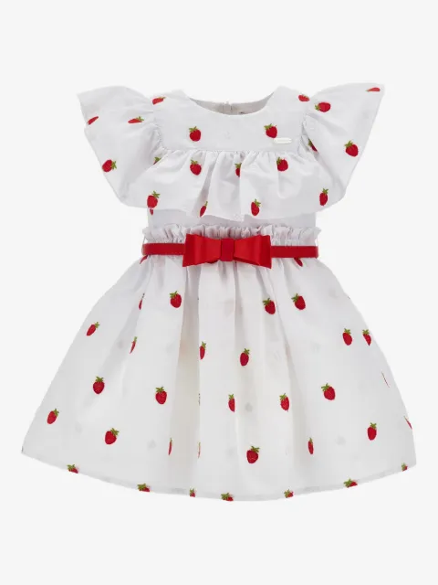 Monnalisa ruffled strawberry-print dress