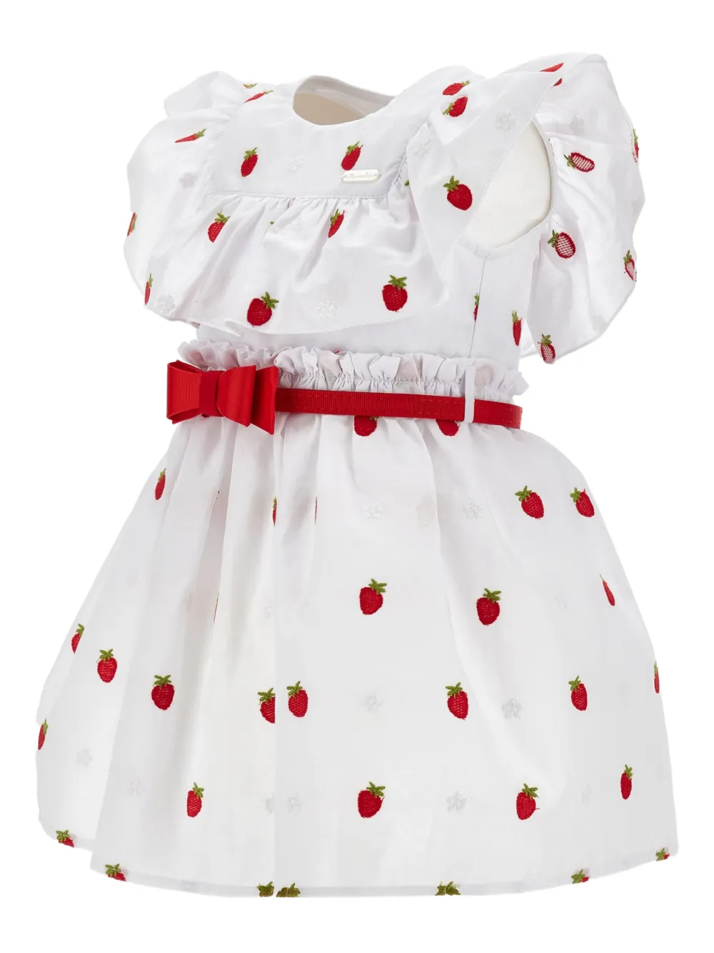 Monnalisa Jurk met aardbeiprint en ruches Wit