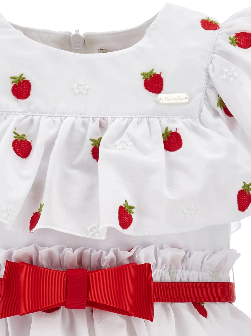 Monnalisa Jurk met aardbeiprint en ruches Wit