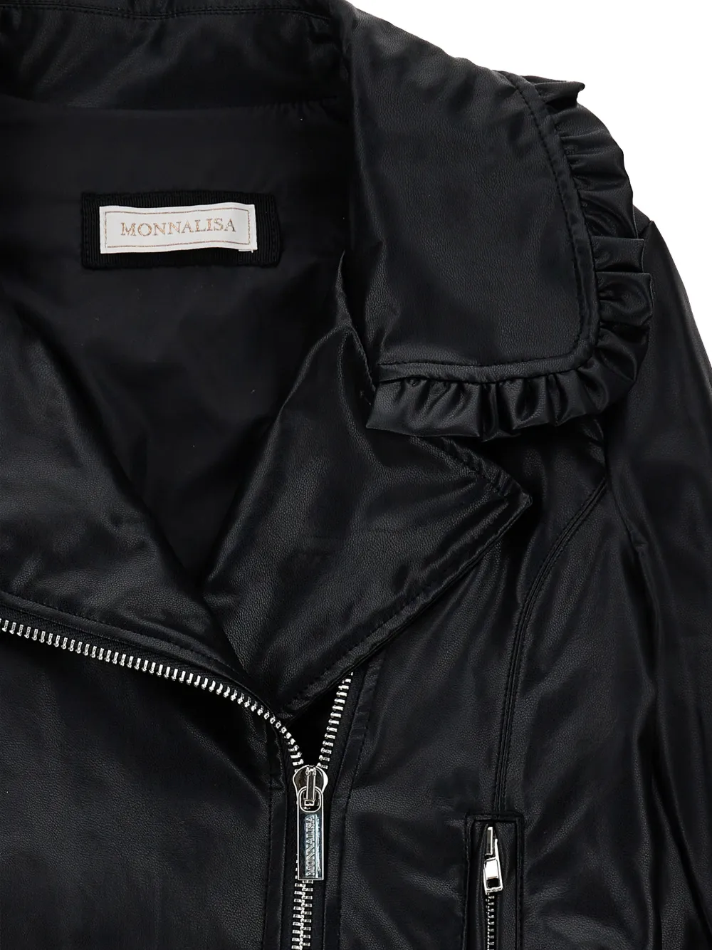  Monnalisa Ruffled Zip Jacket - Black 