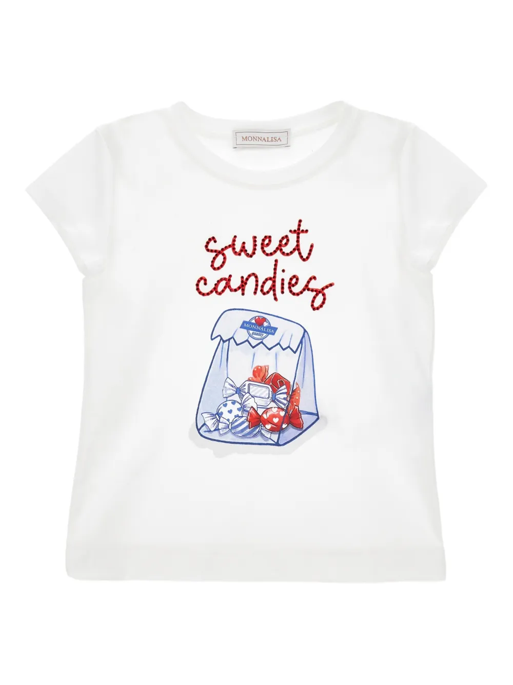 Monnalisa T-shirt Sweet Candies con stampa grafica - Bianco