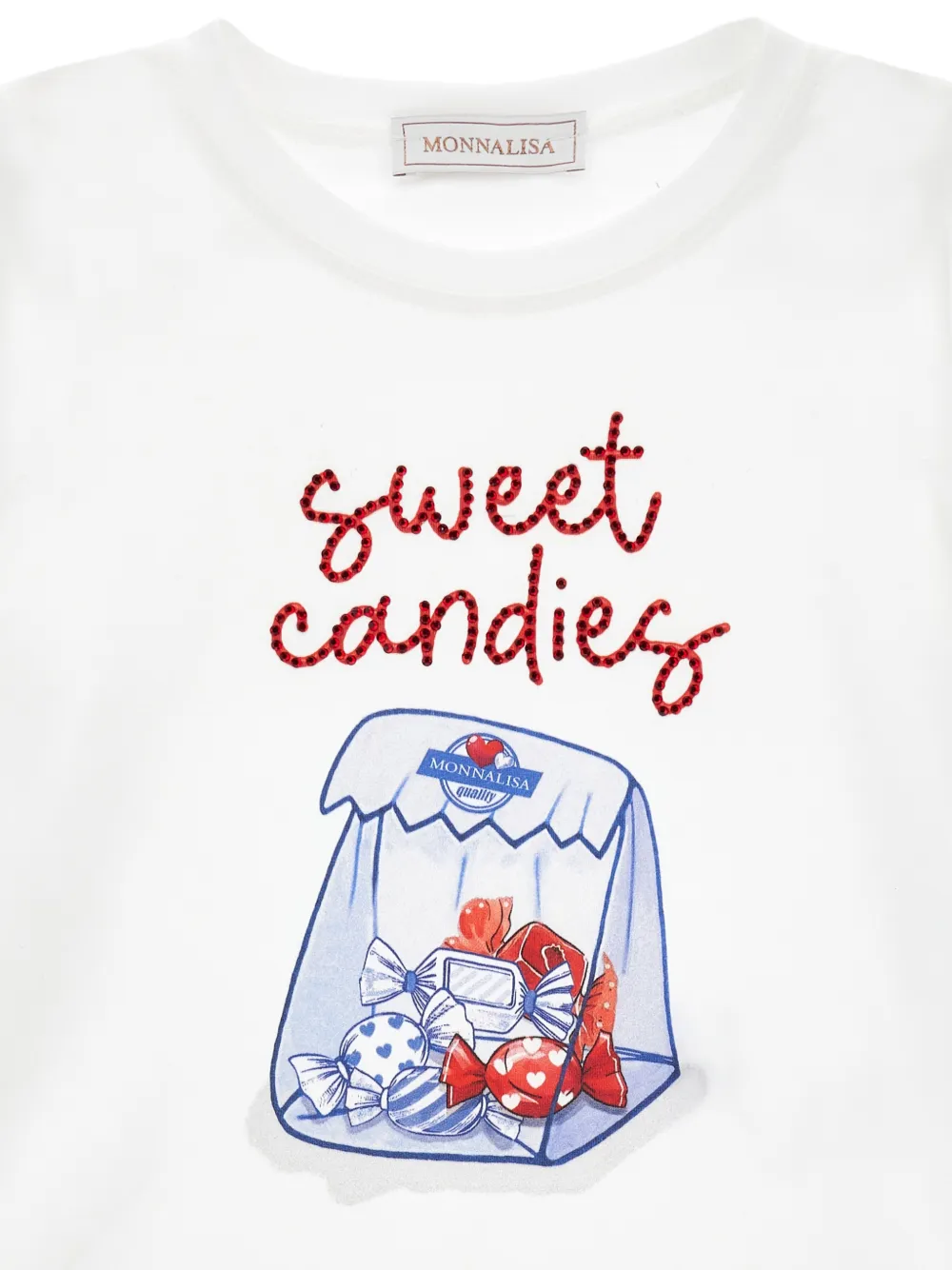 Monnalisa Sweet Candies T-shirt met grafische print Wit