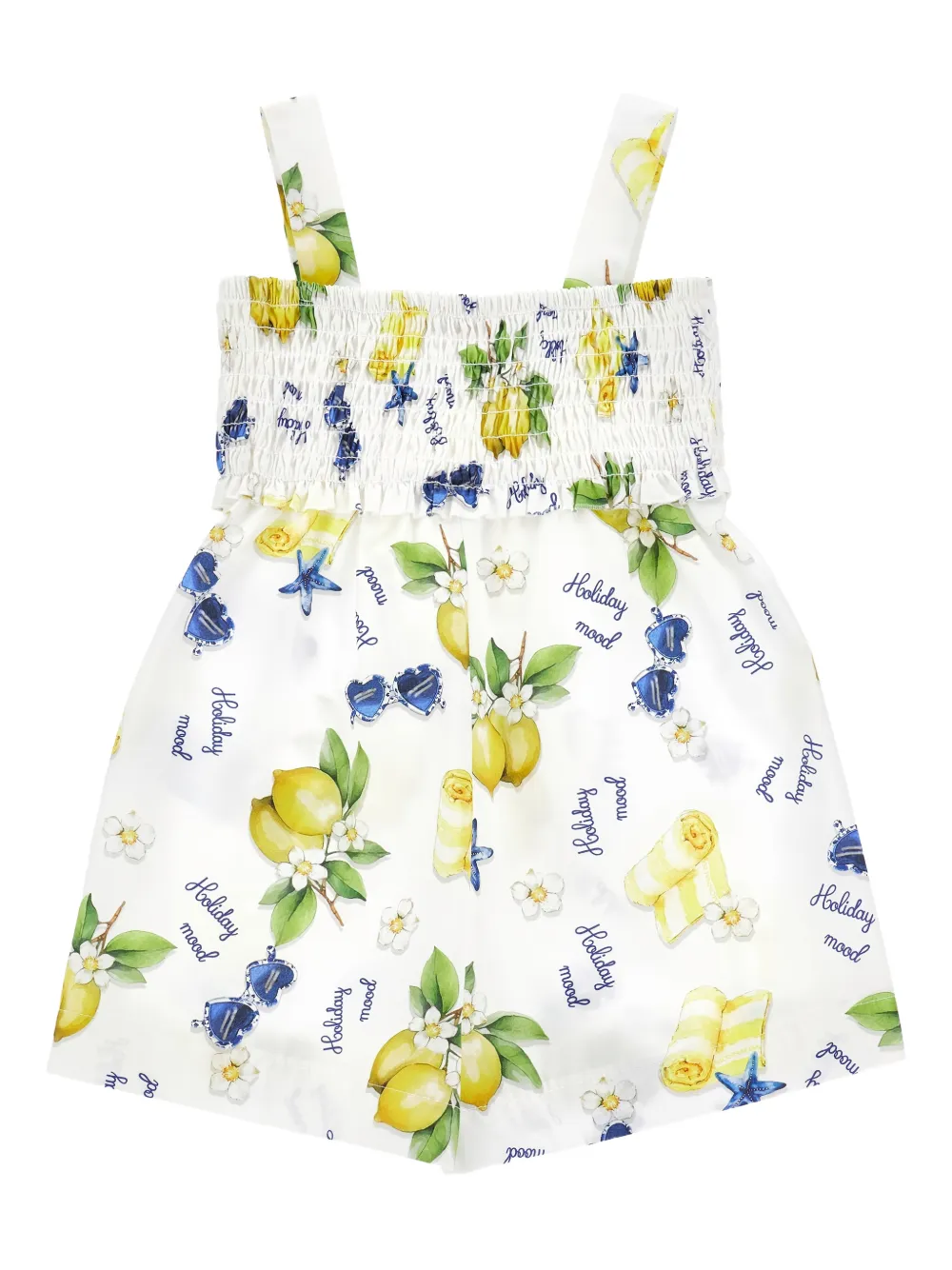  Monnalisa Holiday Mood Printed Playsuit - White 
