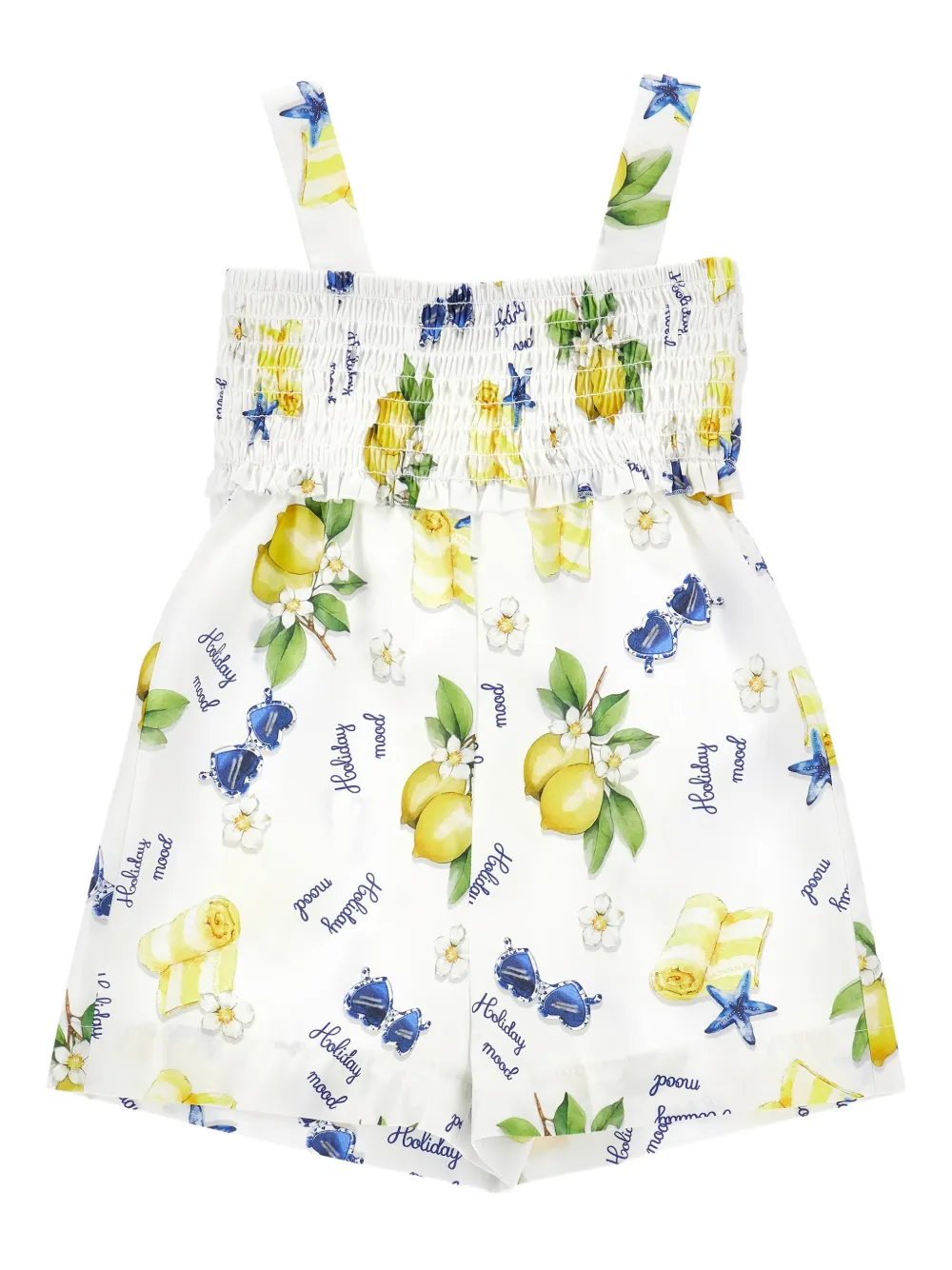Monnalisa Holiday Mood Playsuit mit Print - Weiß
