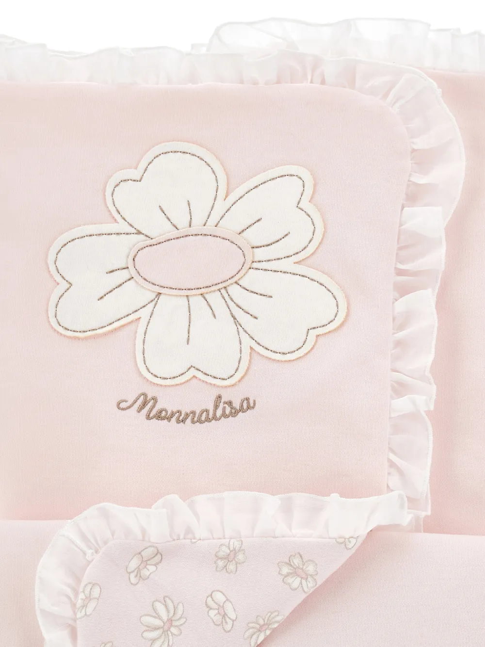 Monnalisa Deken met bloemenpatch en ruches Roze