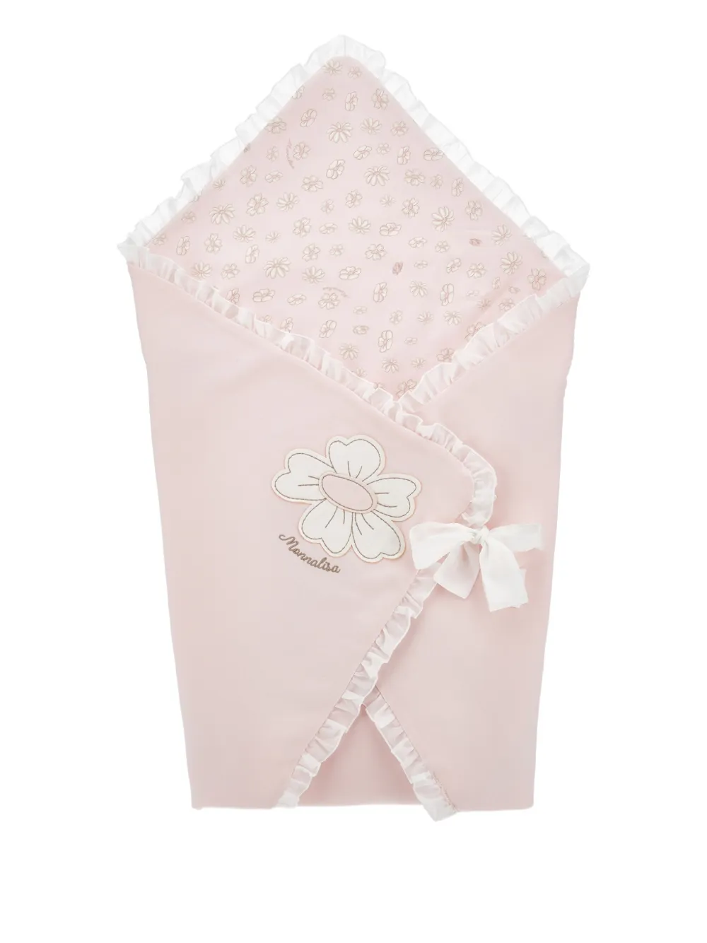  Monnalisa Flower-patch Ruffled Blanket - Pink 