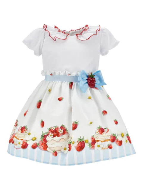 Monnalisa ruffled strawberry-print dress