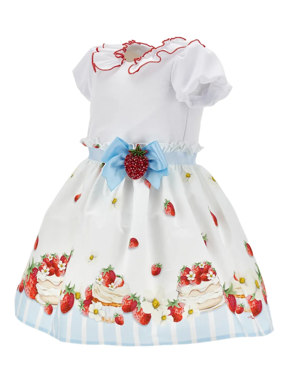 Monnalisa Jurk met aardbeiprint en ruches Wit