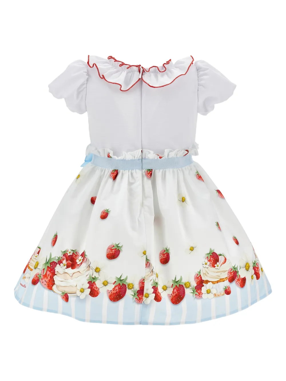 Monnalisa Jurk met aardbeiprint en ruches Wit