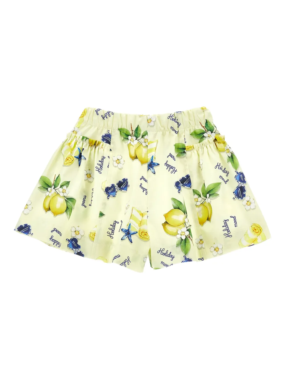 Monnalisa Holiday Mood shorts met print Geel