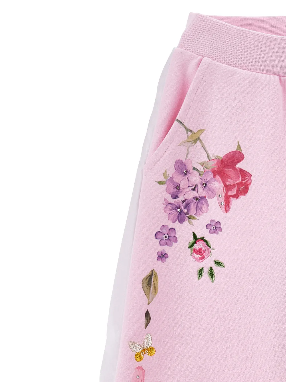 Monnalisa Trainingsbroek met bloemenprint Roze