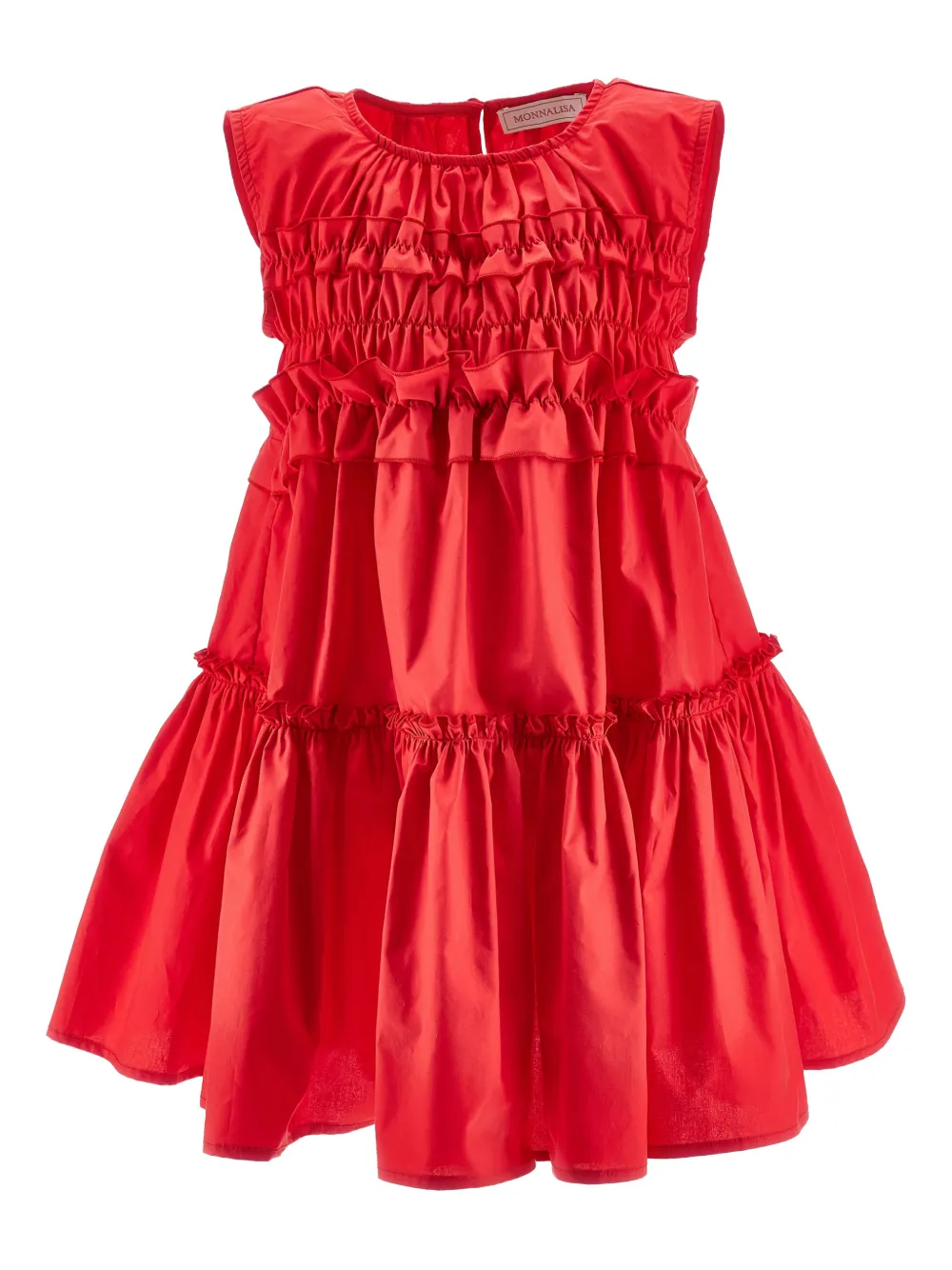 Monnalisa Abito smanicato con ruches - Rosso