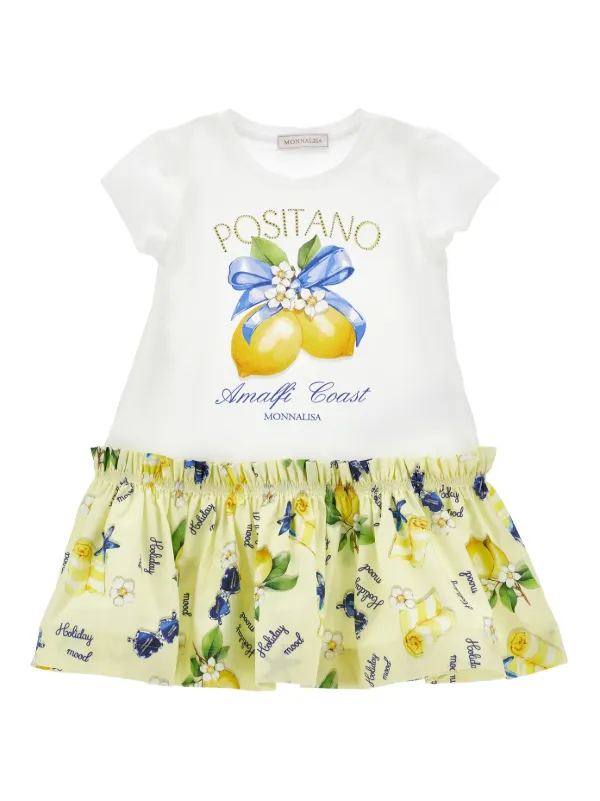 monnalisa little mermaid dress Let your little one shimmer and shine like a mermaid in our stunning look adorned with delicate fish and seashell patterns! #Monnalisa #Monnalisaofficial #SS24 #kidswear #fashionkids