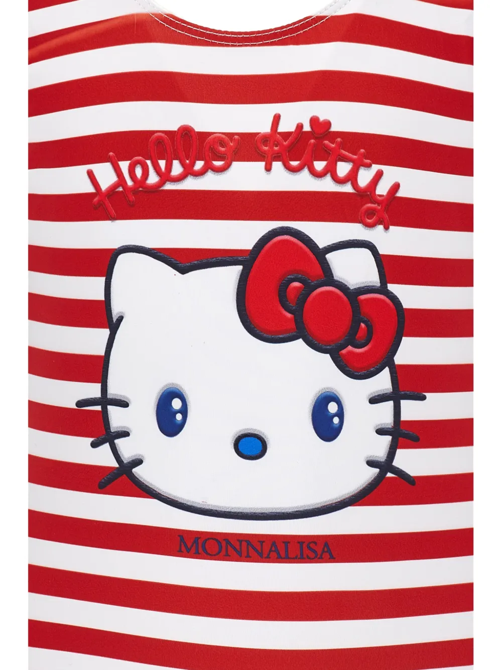  Monnalisa X Sanrio Hello Kitty Striped Ruffled Swimsuit - Red 