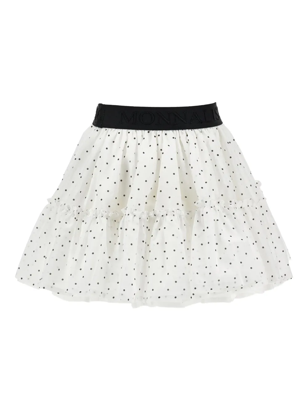 Monnalisa Rok met stippen en ruches Wit