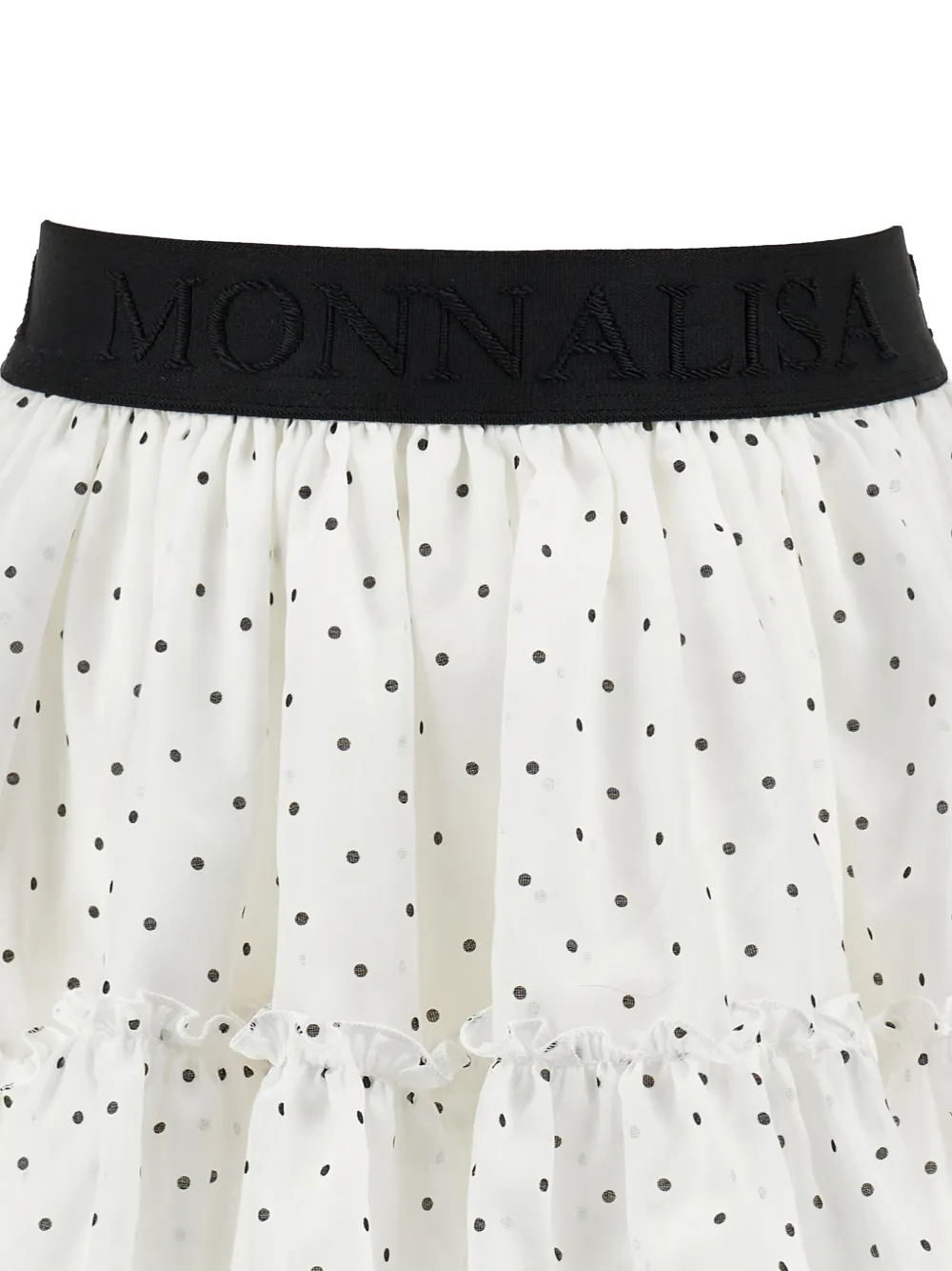 Monnalisa Rok met stippen en ruches Wit