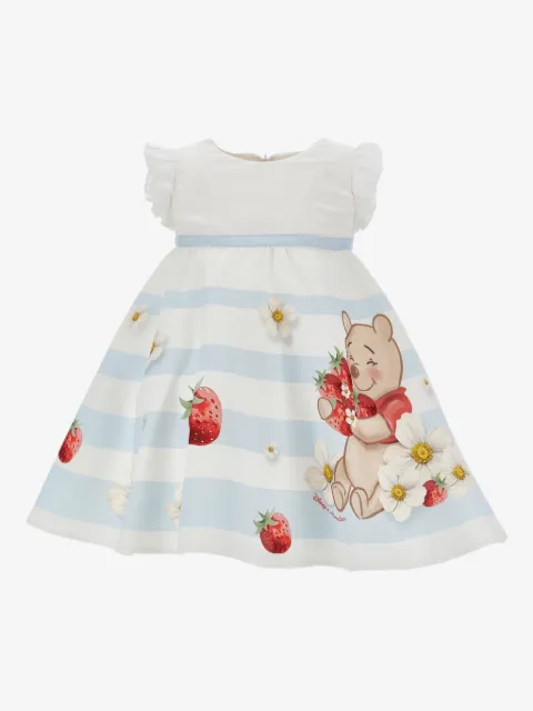 Monnalisa ruffled striped print dress