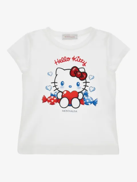 Monnalisa Hello Kitty sequin-embellished T-shirt
