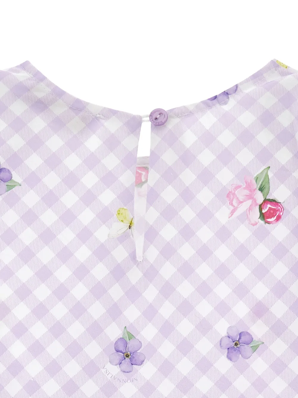 Monnalisa Blouse met ruchemouwen en gingham ruit Paars