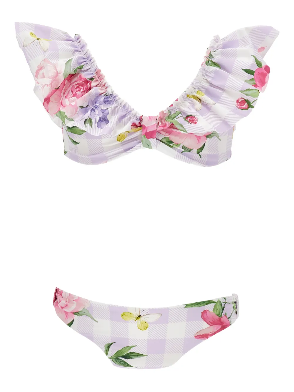 Monnalisa Bikini a fiori con ruches - Viola