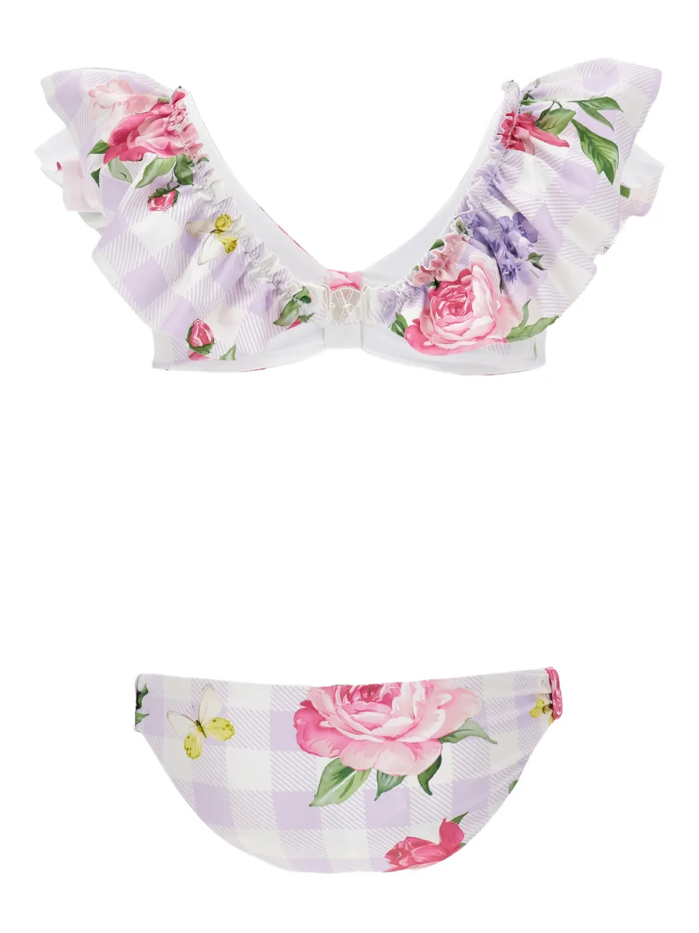  Monnalisa Ruffled Floral Bikini - Purple 