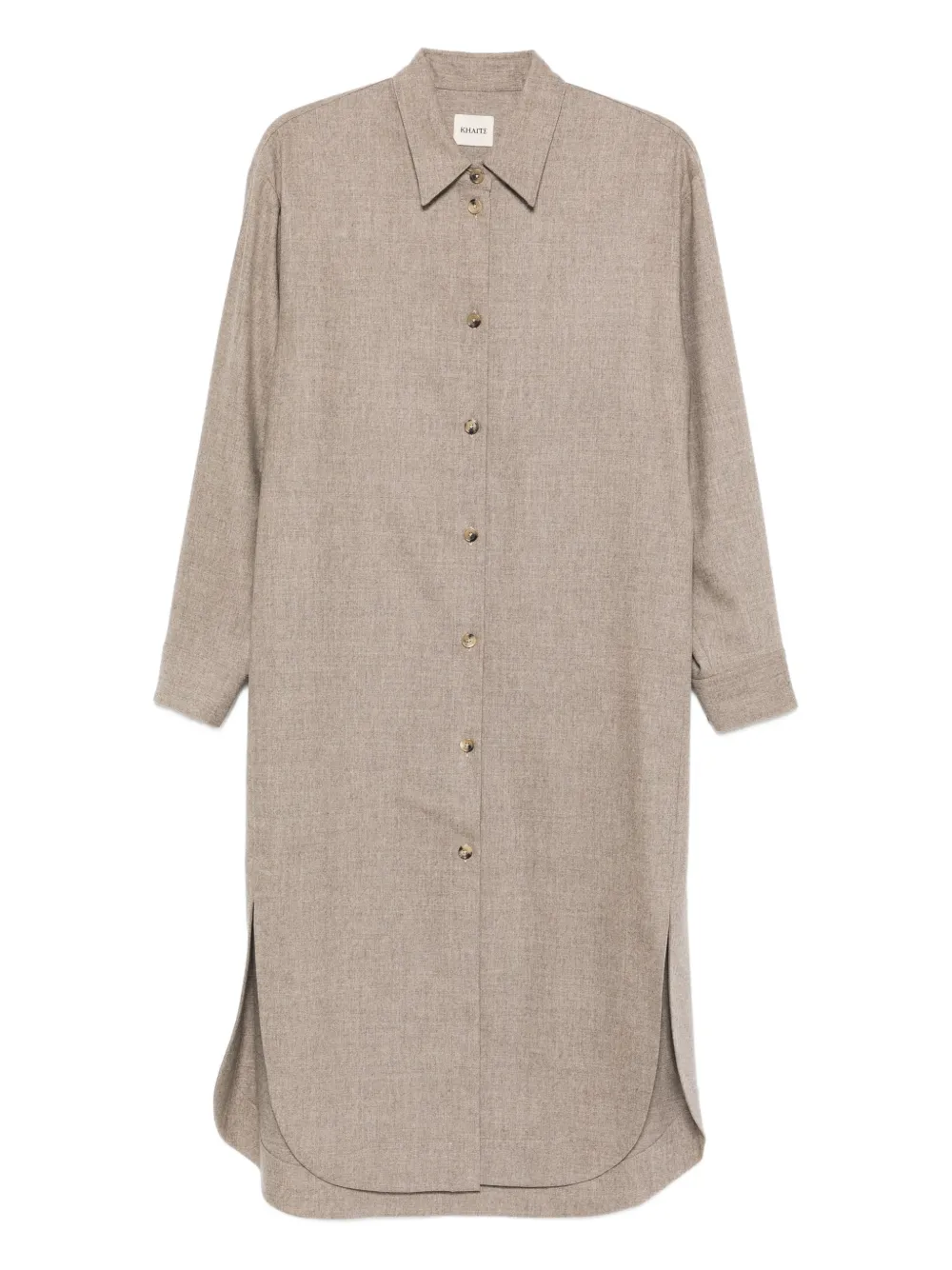 KHAITE Gloria button long-sleeve midi dress | Neutrals | Image 1