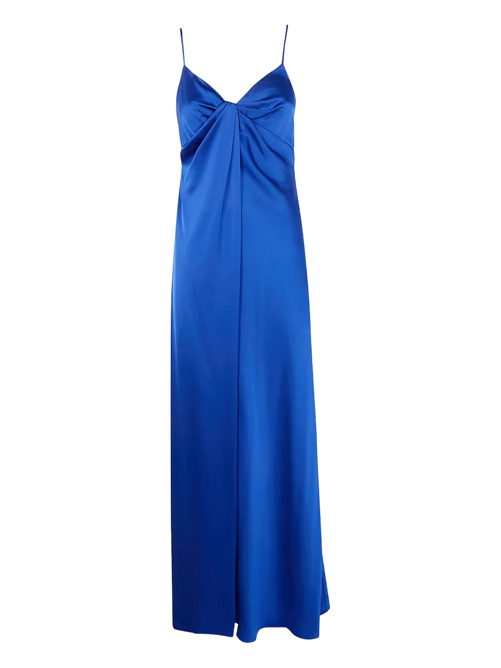 Ralph Lauren Twist-front Sleeveless Gown Dress In Blue