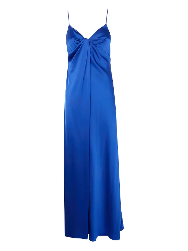 Lauren Ralph Lauren twist-front Sleeveless Gown Dress | Blue | FARFETCH ID