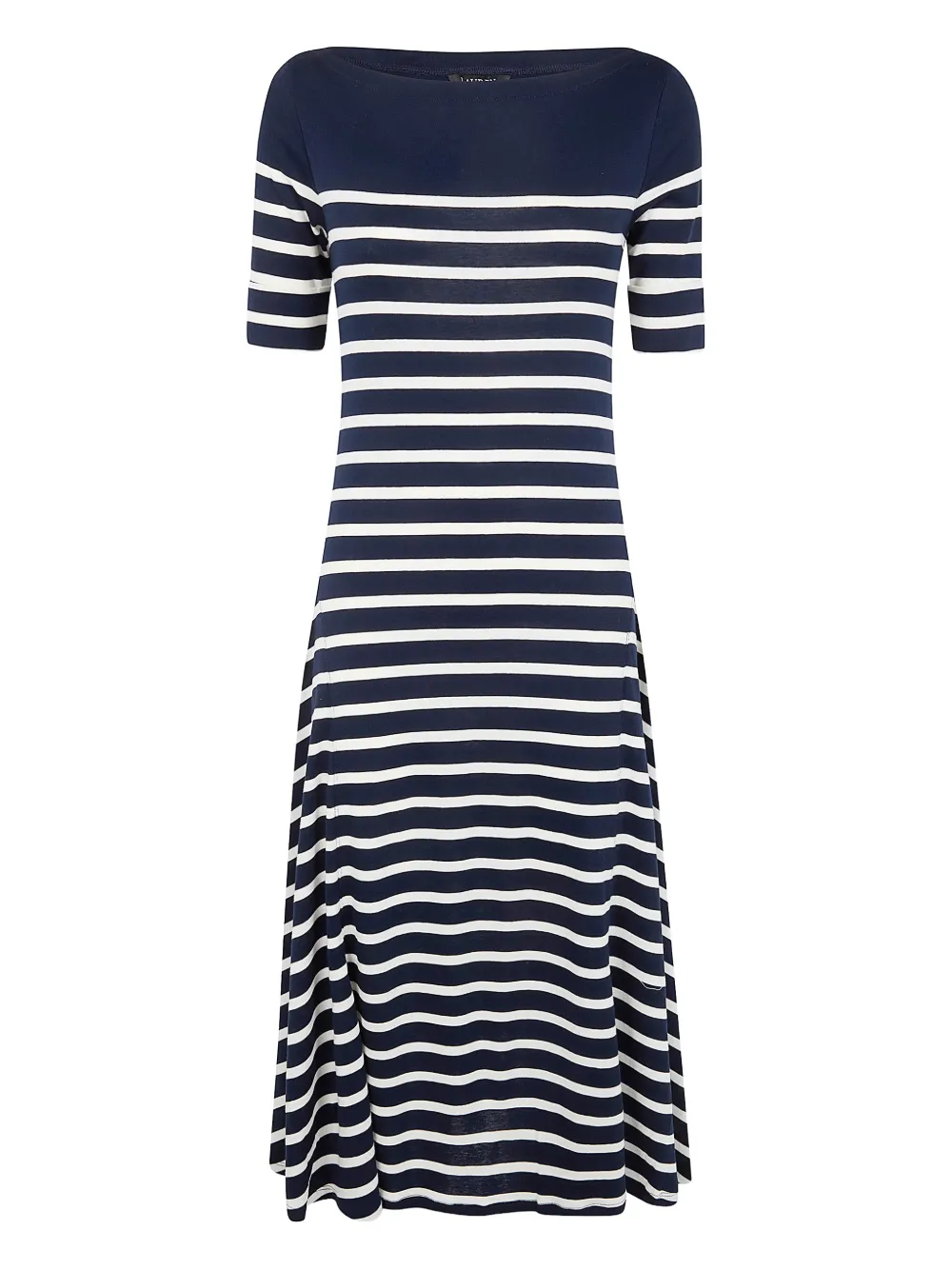 Ralph Lauren Striped Midi Dress In Blue