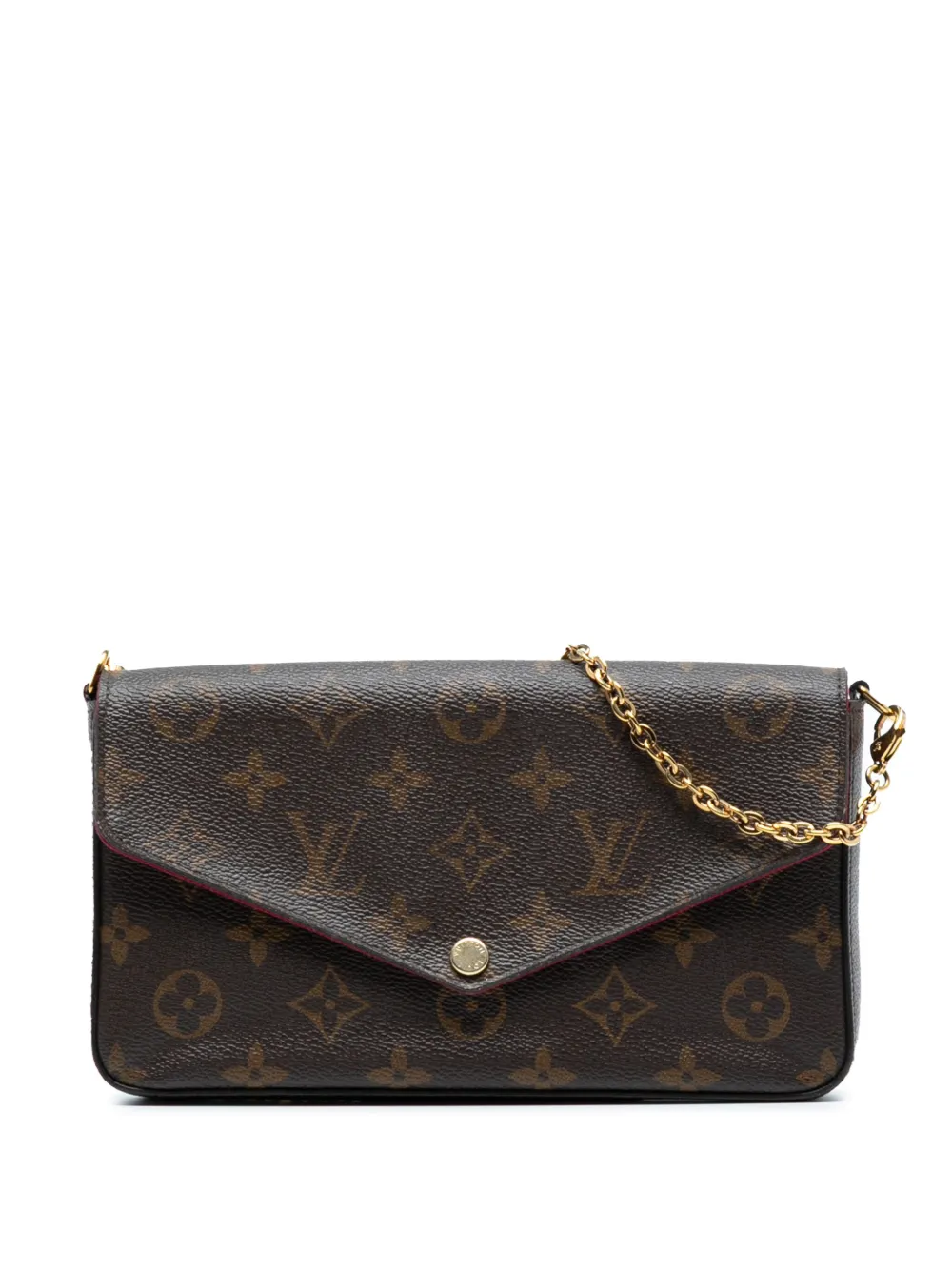 Pre-owned Louis Vuitton 2018 Monogram Pochette Felicie Crossbody Bag In Brown