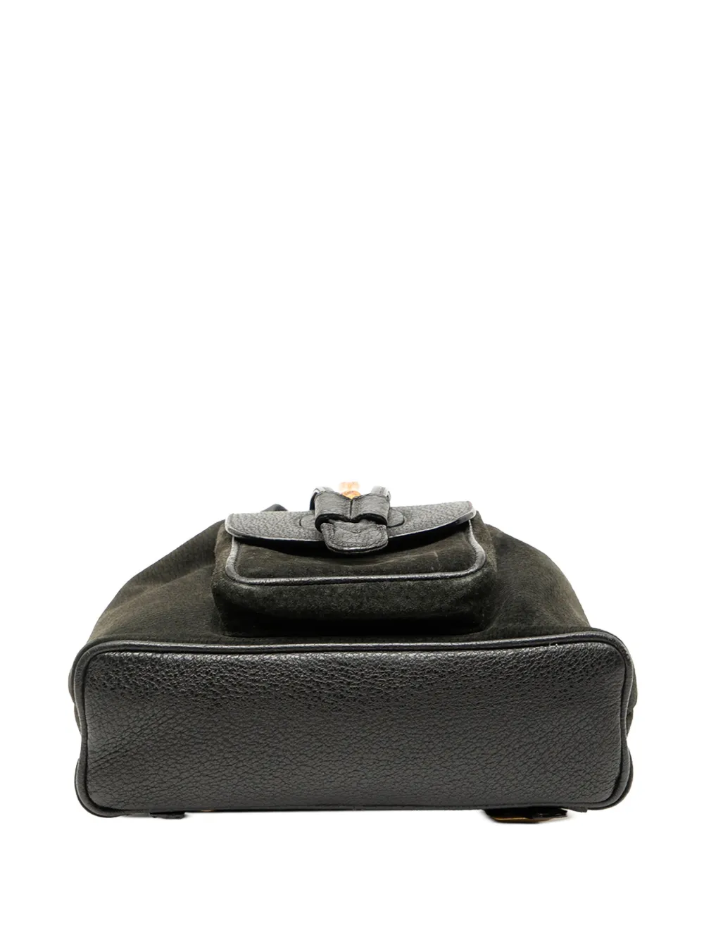 Pre-owned Gucci 20th Century Suede Bamboo Drawstring Backpack In Black