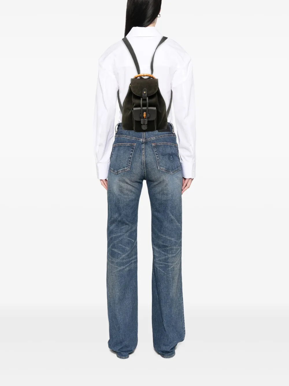 Gucci Pre-Owned 20th Century Suede Bamboo Drawstring backpack | Pre-Owned | Image 2