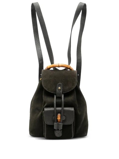 Gucci Pre-Owned 20th Century Suede Bamboo Drawstring backpack