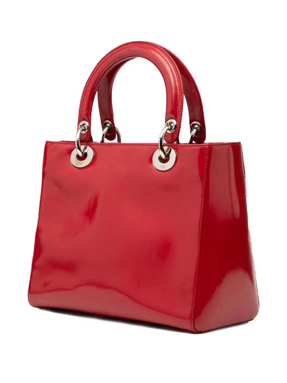 DIOR Pre-owned 2000-2025 Medium Patent Lady Satchel In Red
