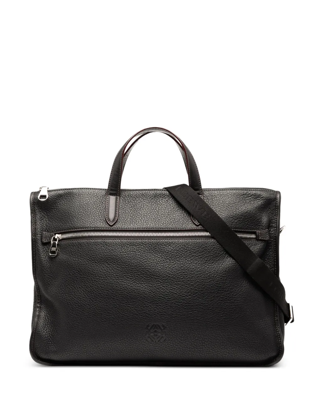 Loewe Pre-Owned 2012 Leather Anagram Briefcase business bag - ブラック