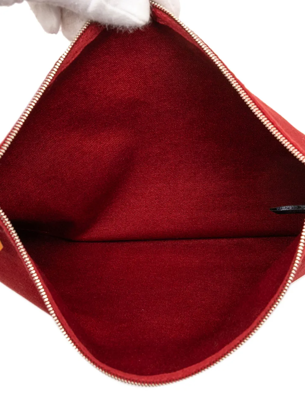 Pre-owned Hermes 2009 Toile Bora Bora Mm Pouch In Red