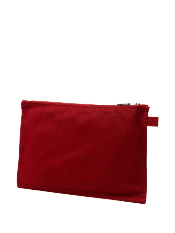 Hermès Bora Bora Pouch Hermès Pre-Owned 2009 Toile Bora Bora MM Pouch | Red | FARFETCH