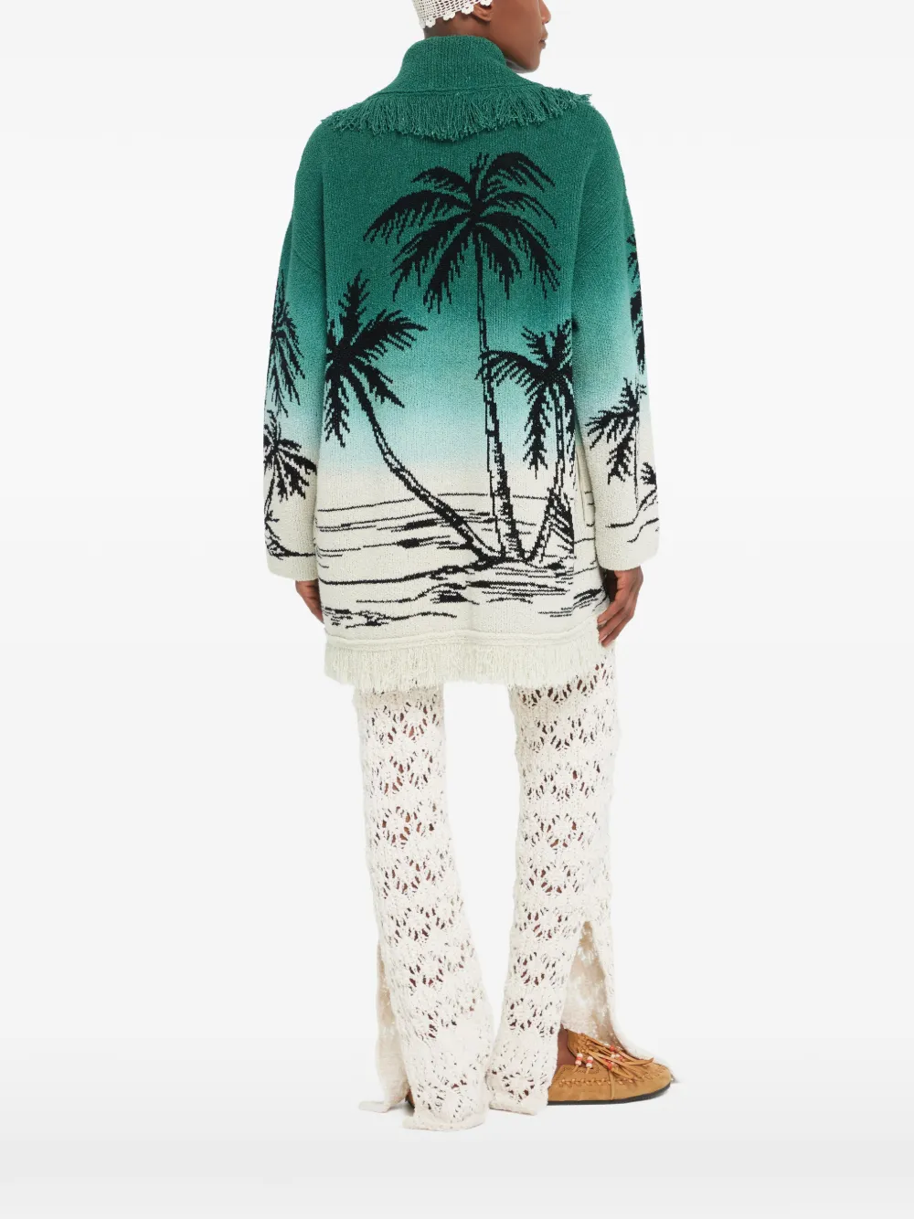 Alanui Wave Bloom vestjas met franje Groen