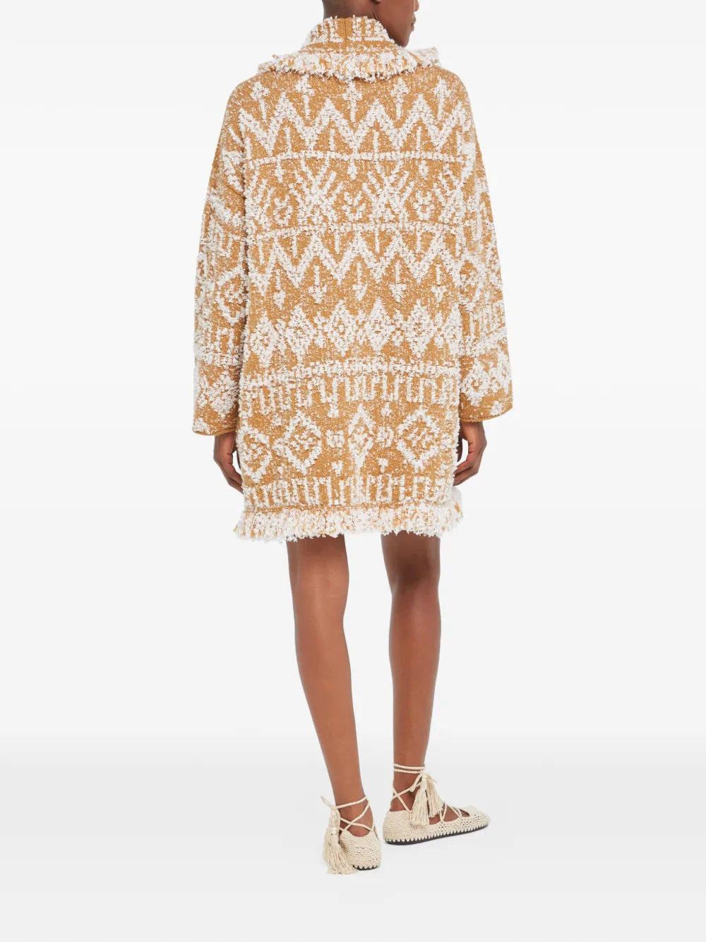 Alanui Send Beat vestjas met geometrisch patroon en franje Beige
